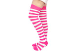 Pink and White Stripe Over the Knee Ladies Pink Cuff Socks