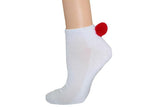 Red Sock House Co Ladies Lowcut Pom Pom Socks