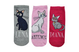 Sailor Moon Cat 3 Pair Pack Lowcut Socks
