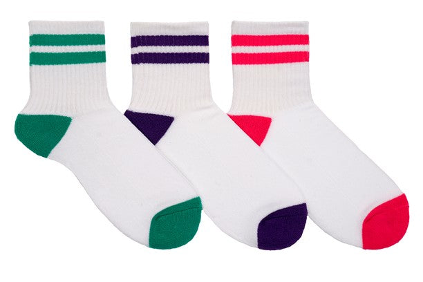 Sock House Co. Athletic Stripe 3 Pair Anklet Socks