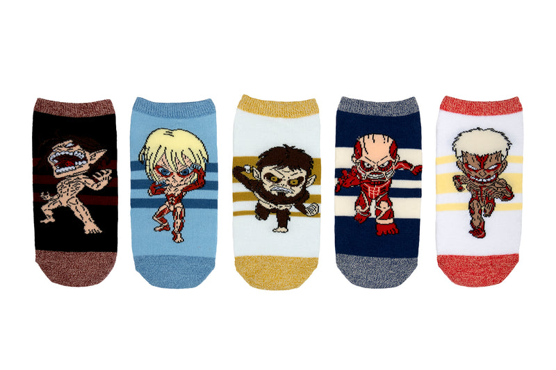 Attack on Titan Striped 5 Pair Lowcut Socks