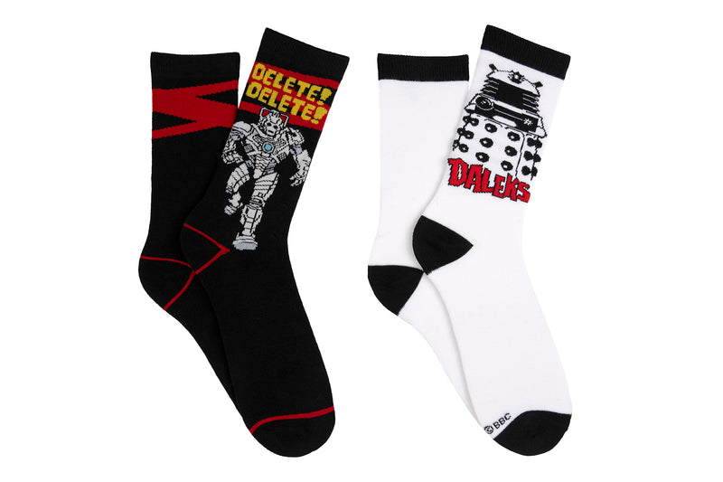 Doctor Who Cyberman & Dalek 2 Pair Crew Socks