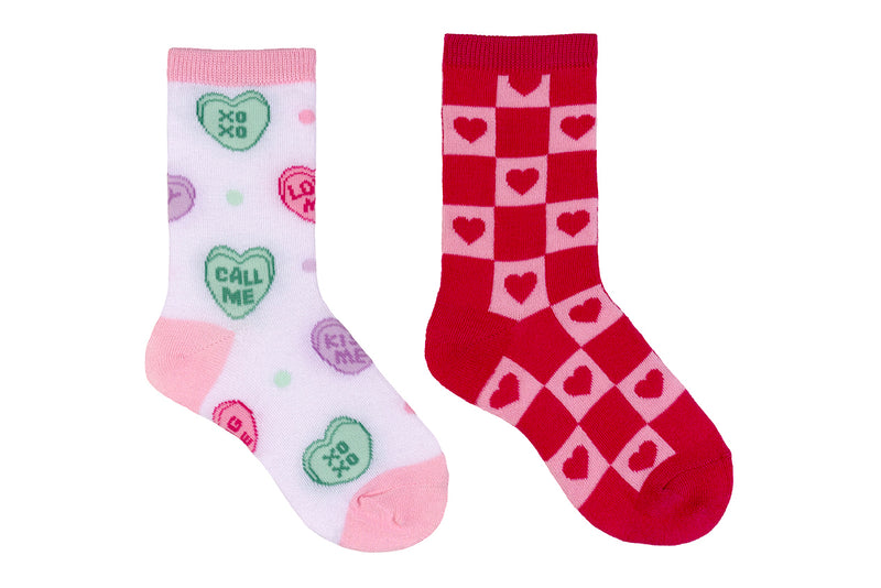 Everything Legwear Kids Candy Hearts 2 Pair Crew Socks