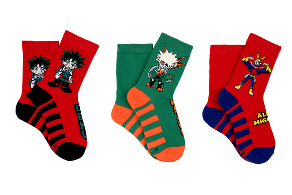 My Hero Academia Kids 3 Pair Crew Socks