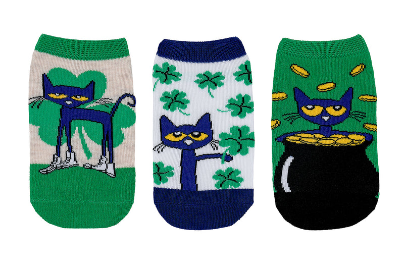 Pete the Cat Kids St. Patrick's Day 3 Pair Pack Lowcut Socks