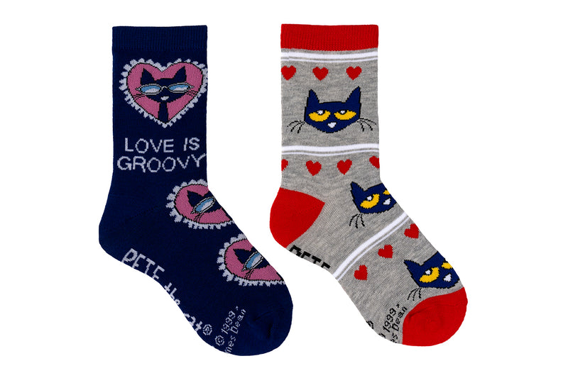 Pete the Cat Kids Valentine's Day 2 Pair Crew Pack