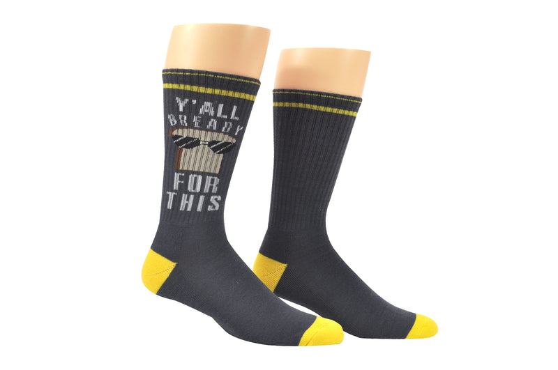 Sock House Co. Men's Y'all Bready For This Athletic Crew Sock