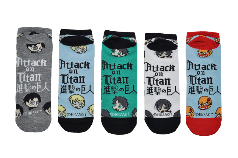 Attack On Titan Chibi Characters 5 Pair Pack Lowcut Socks