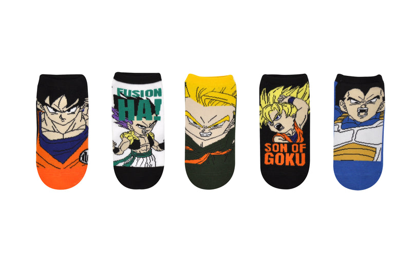 Dragon Ball Super 5 Pair Pack Low Cuts Features Goku, Gotenks, Trunks, Goten, & Vegeta