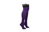 Sock House Co Ladies Rugby Lace Thigh High Socks Purple