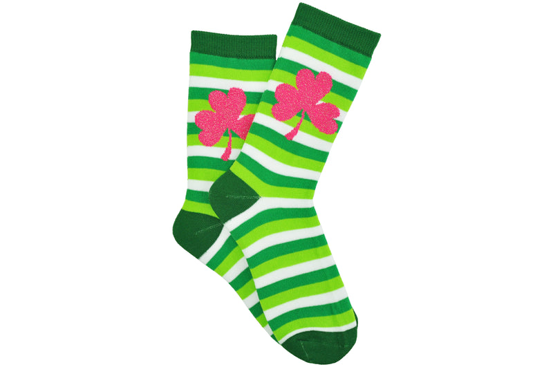 Everything Legwear St. Patrick's Day Ladies Shamrock Stripe Crew Sock