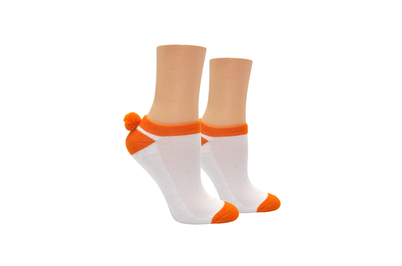 Orange Sock House Co. Ladies Athletic Pom Pom Lowcut Sock 