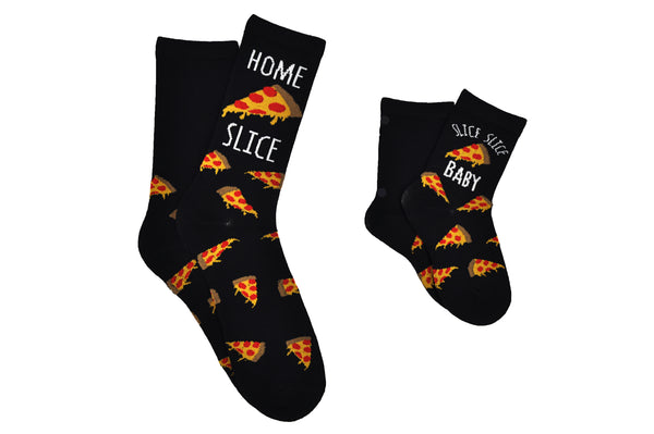 Sock House Co Me and My Mini Home Slice 2 Pair Pack Crew Socks Daddy and Me