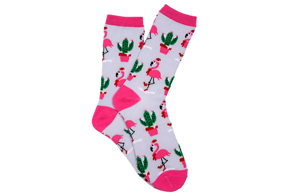 Everything Legwear Christmas Flamingo & Cactus Crew Sock