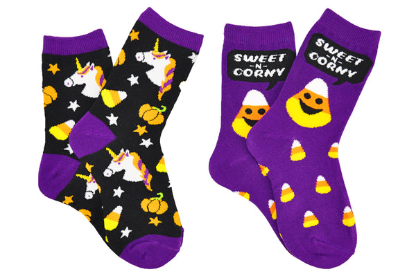Halloween Kids Unicorn 2 Pair Crew Socks 