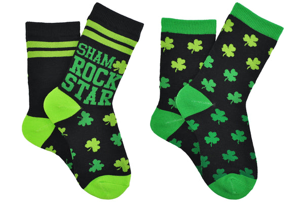 St. Patrick's Day Kids Shamrock Star 2pr Pack Crew Socks