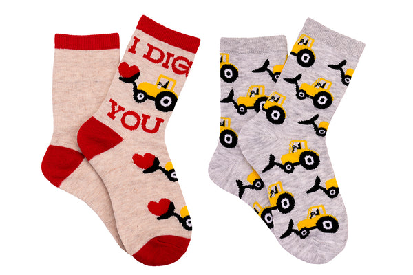 Everything Legwear Boys Valentines I Dig You 2 Pair Crew Socks