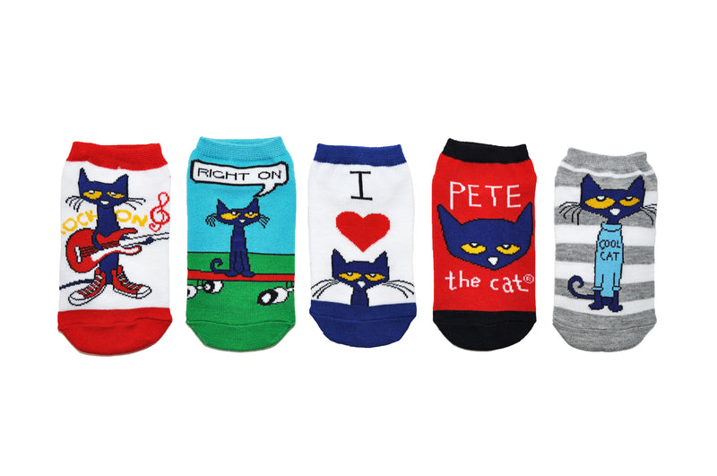 Pete the Cat Kids Rock on 5 Pair Pack of Lowcut Socks