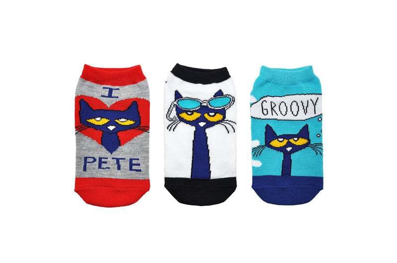 Pete the Cat Kids I Heart Pete 3 Pair Pack of Lowcut Socks