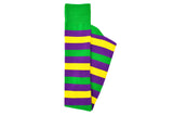 Ladies Over the Knee Striped Socks Green Yellow and Purple