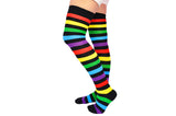 Sock House Co Ladies Black Rainbow Thigh High Socks 