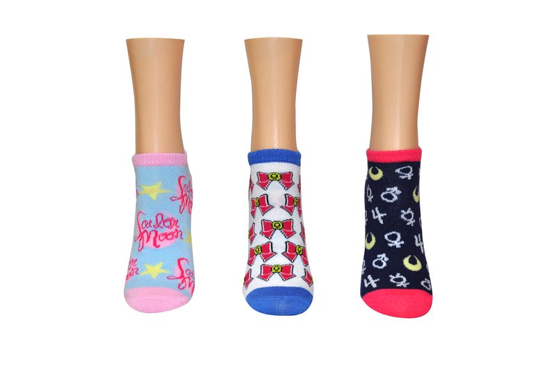Sailor Moon 3 Pair Pack Lowcut Socks Red Bows Astronomical Symbols 