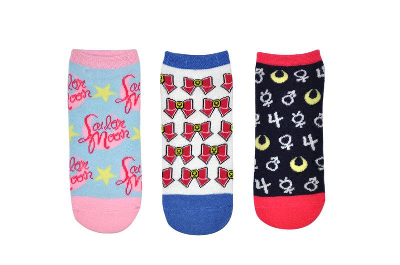 Sailor Moon 3 Pair Pack Lowcut Socks Red Bows Astronomical Symbols